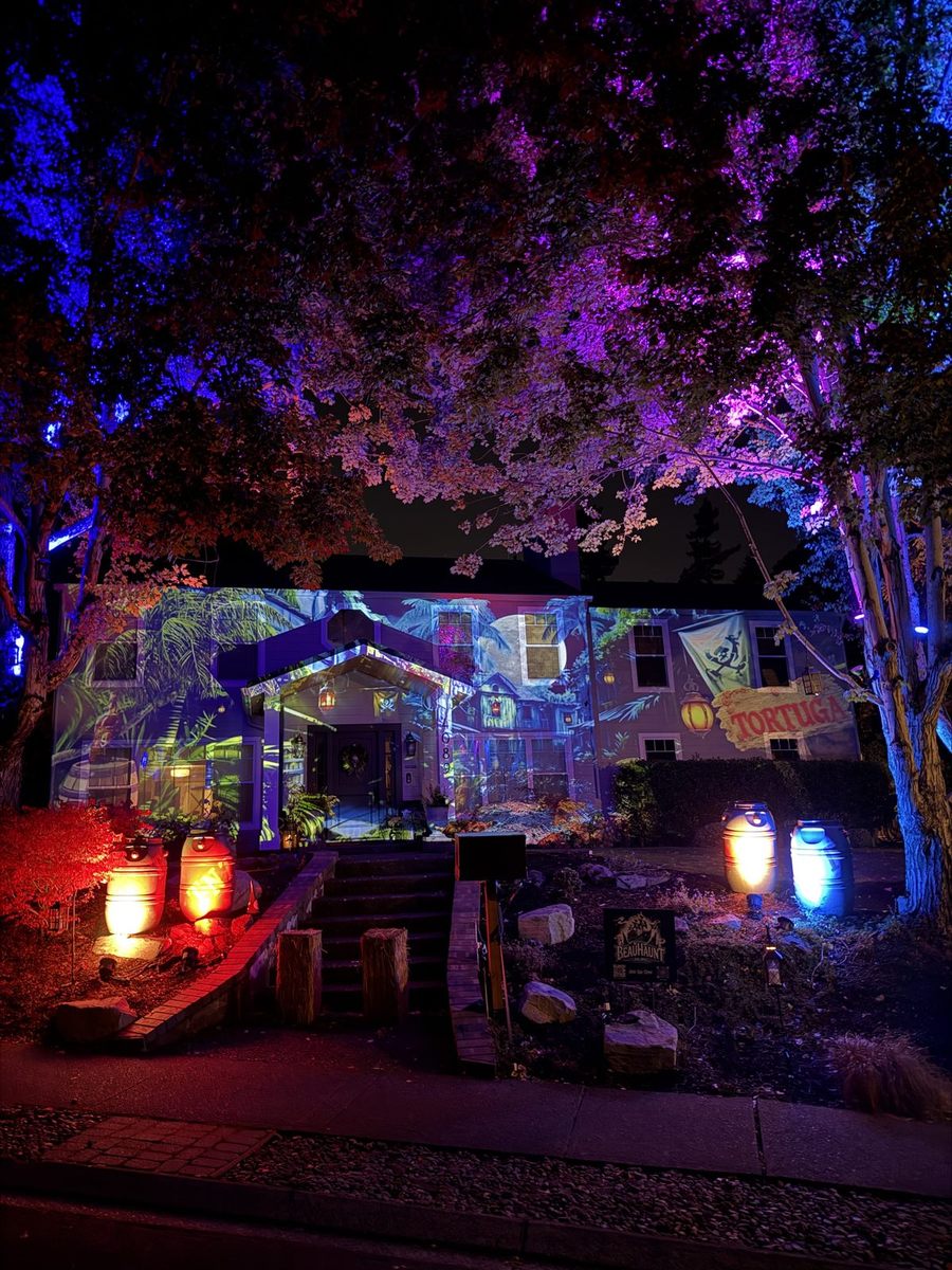 The Crimson Fortress at night